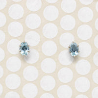 Glacial Blue Oval Aquamarines in White Gold Studs by 720