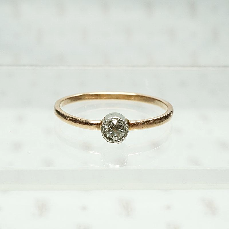 Orbit Petite Platinum & Rose Gold Diamond Solitaire