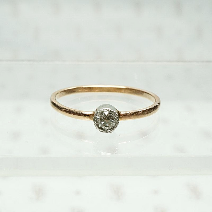 Orbit Petite Platinum & Rose Gold Diamond Solitaire