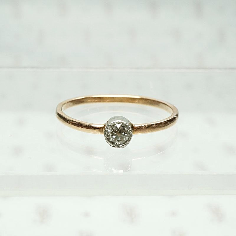Orbit Petite Platinum & Rose Gold Diamond Solitaire