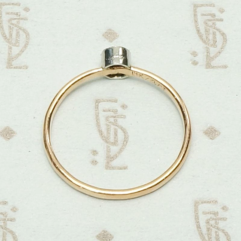 Orbit Petite Platinum & Rose Gold Diamond Solitaire, top view