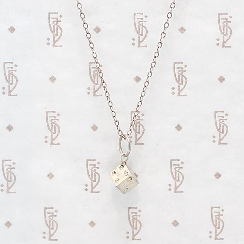 Tiny Six-Sided Die Pendant in Recycled Silver