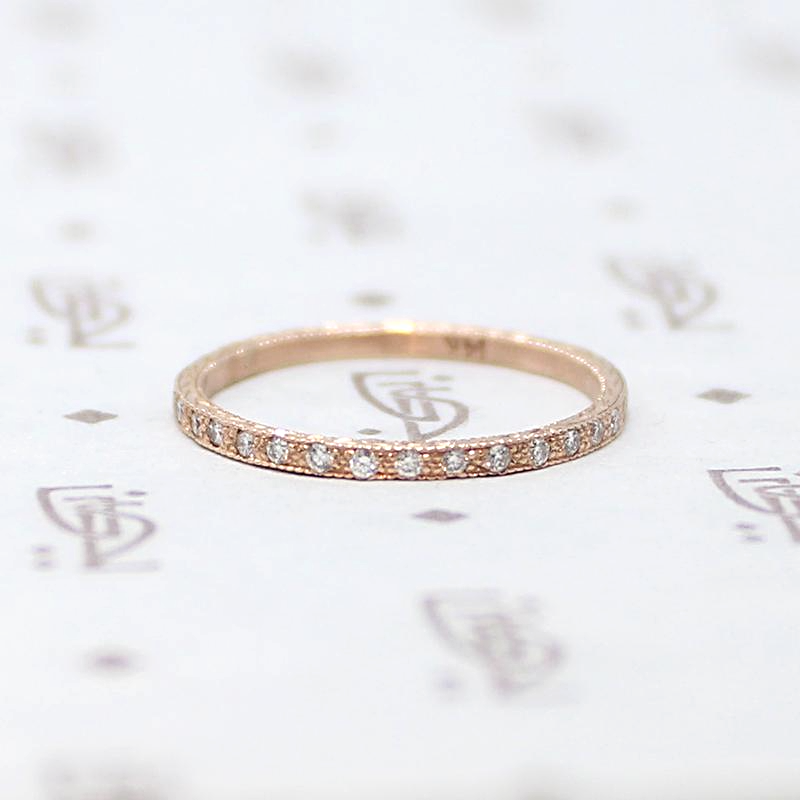 Wheat with Diamond Eternity Band in Rose Gold