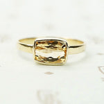 Cushion Cut Imperial Topaz Ring in 14k Yellow Gold
