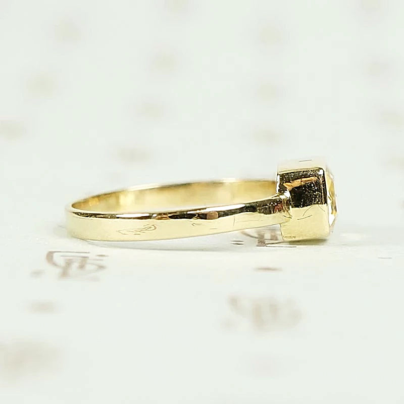 Cushion Cut Imperial Topaz Ring in 14k Yellow Gold