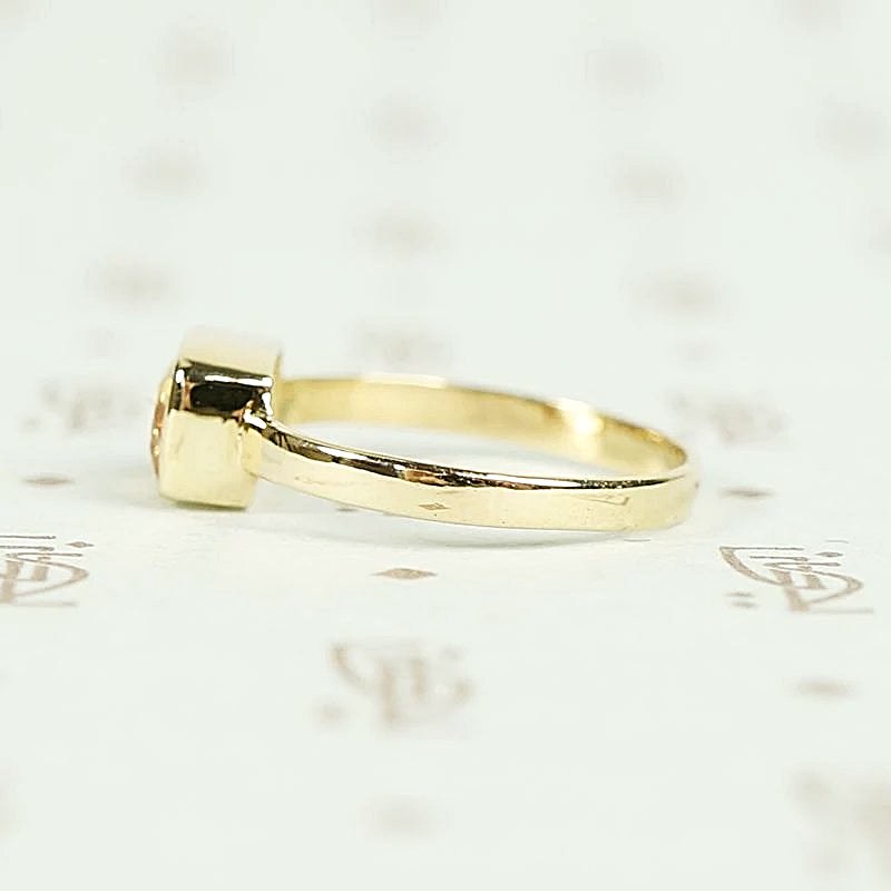 Cushion Cut Imperial Topaz Ring in 14k Yellow Gold