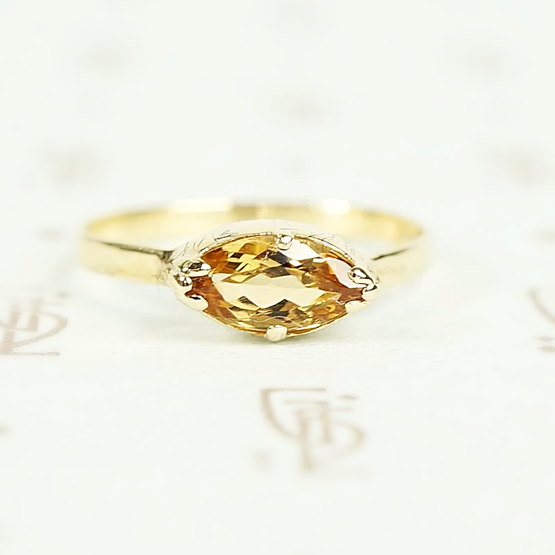 Cut Back Collet Imperial Topaz Marquis Solitaire Ring