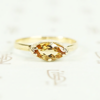 Cut Back Collet Imperial Topaz Marquis Solitaire Ring