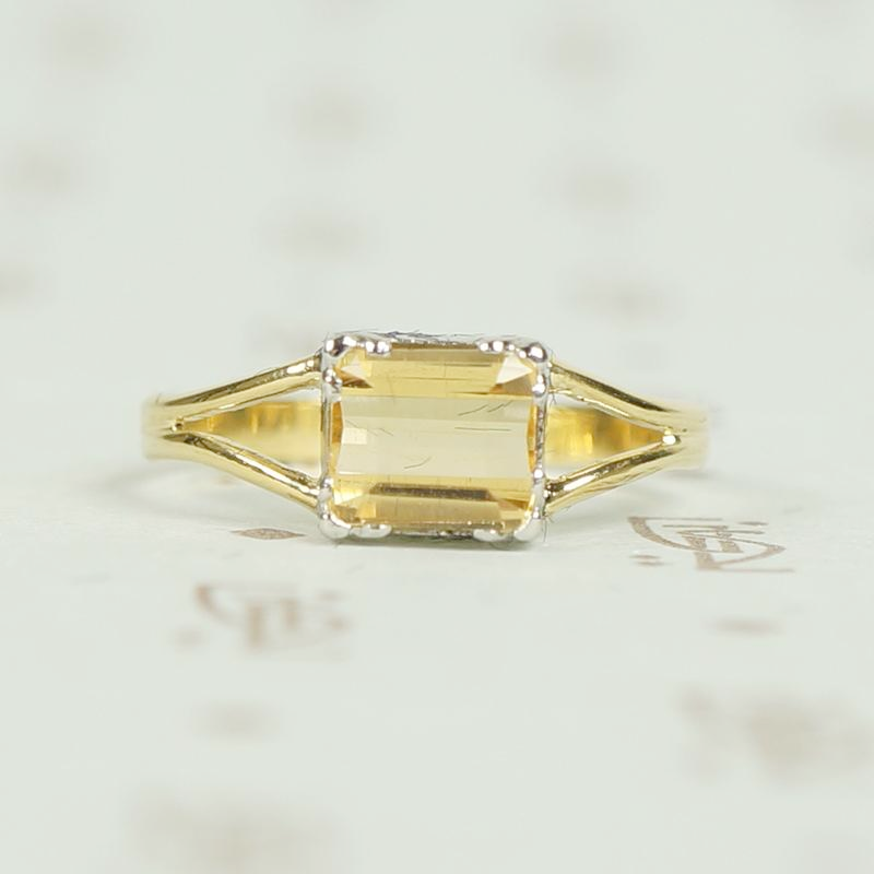 Georgian-Inspired Imperial Topaz Ring in Platinum and 18k Gold