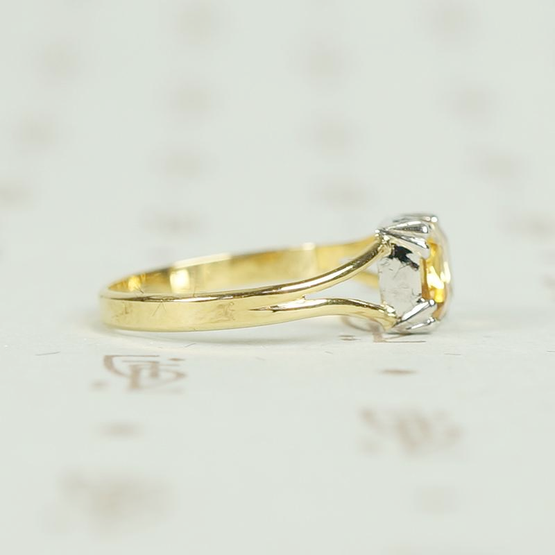 Georgian-Inspired Imperial Topaz Ring in Platinum and 18k Gold