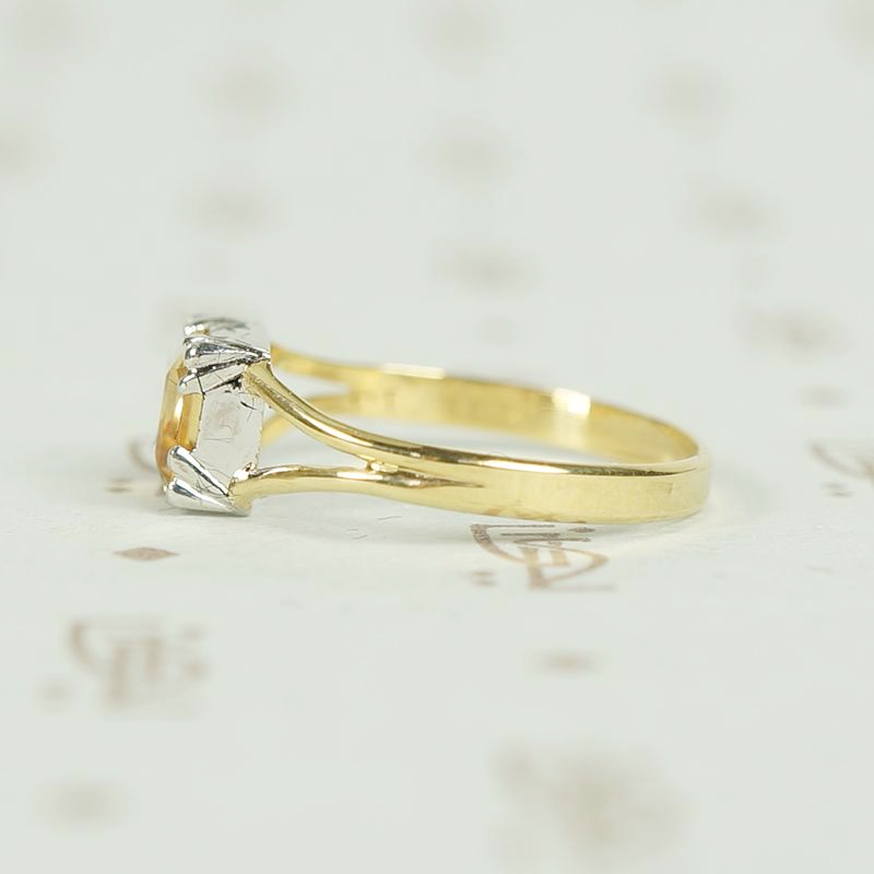 Georgian-Inspired Imperial Topaz Ring in Platinum and 18k Gold