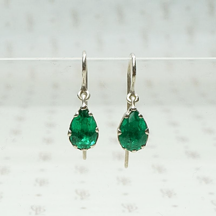 Breathtaking Green Paste Drop Earrings in Silver by 720