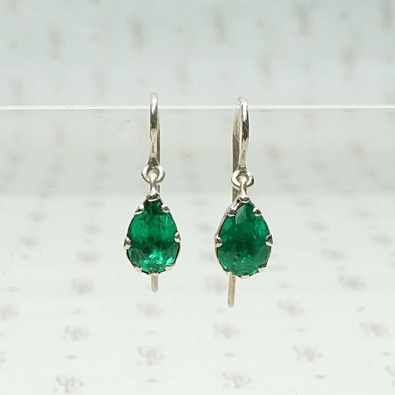 Breathtaking Green Paste Drop Earrings in Silver by 720