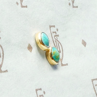 Tiny Vintage Turquoise Studs in Recycled Gold
