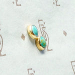 Tiny Vintage Turquoise Studs in Recycled Gold