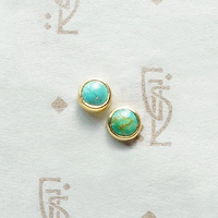 Small Vintage Turquoise Studs in Recycled Gold