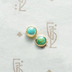 Small Vintage Turquoise Studs in Recycled Gold