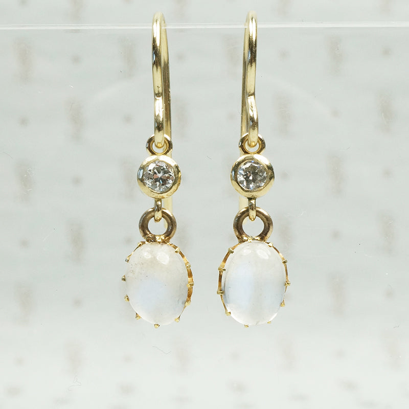 LUNA Moonstone and Diamond Ear Drops