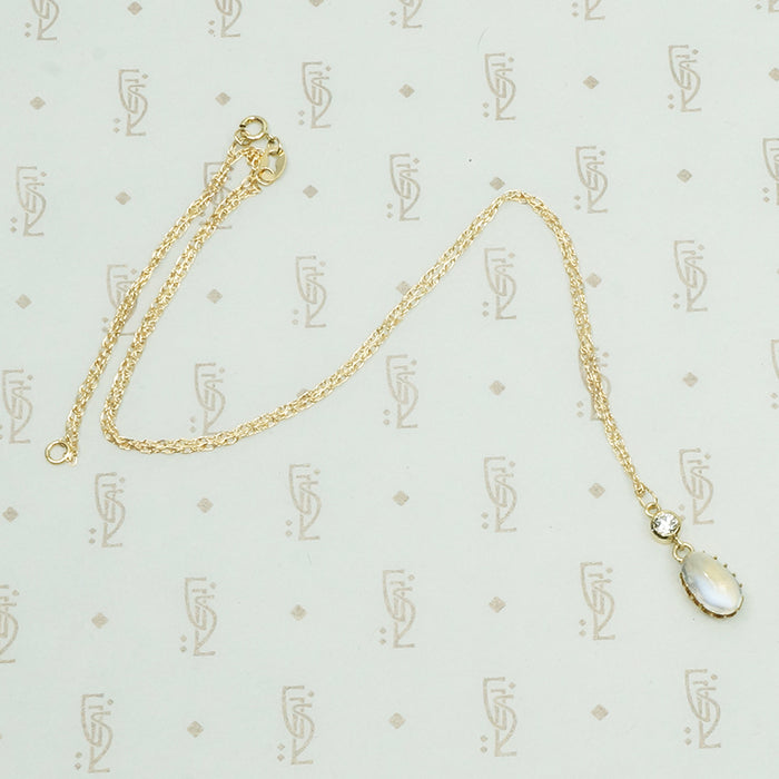 LUNA Moonstone and Diamond Pendant