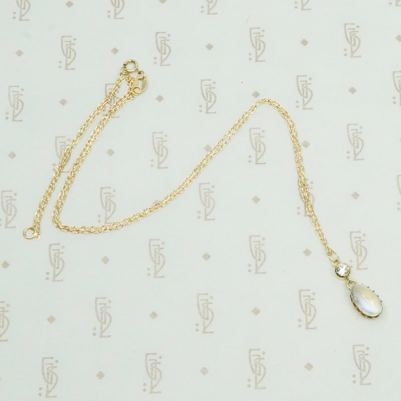 LUNA Moonstone and Diamond Pendant