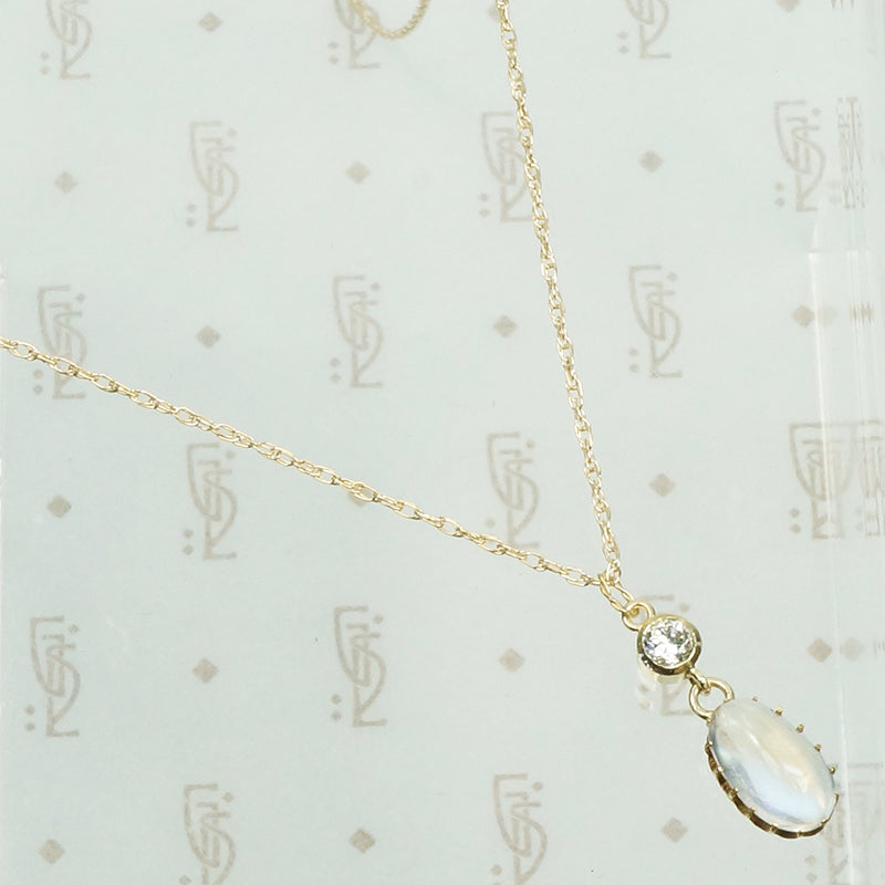 LUNA Moonstone and Diamond Pendant