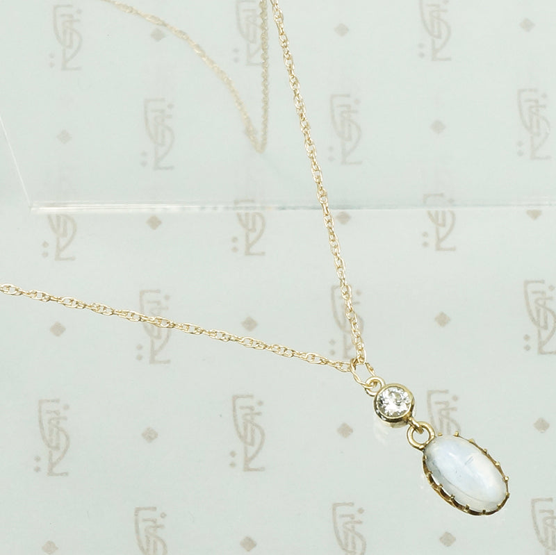 LUNA Moonstone and Diamond Pendant