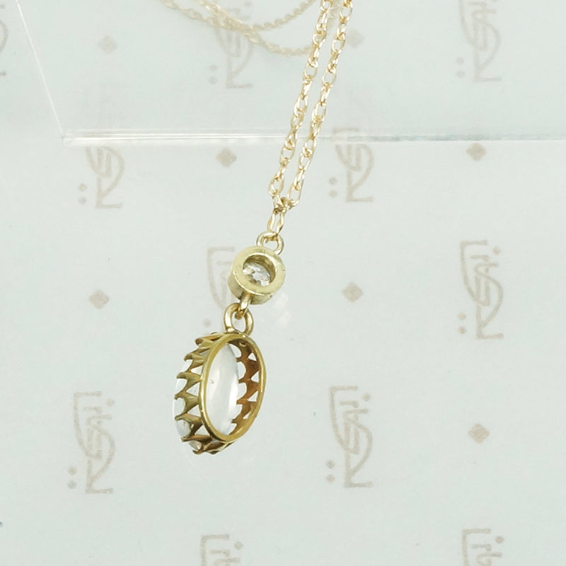 LUNA Moonstone and Diamond Pendant
