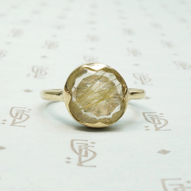 Golden Rutilated Quartz in Handmade Ring