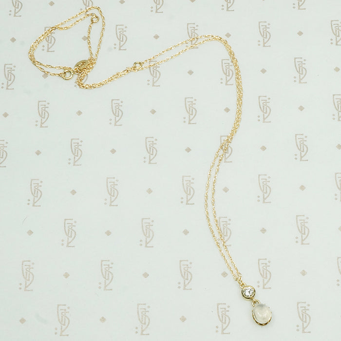 vintage diamond and moonstone recycled gold pendant