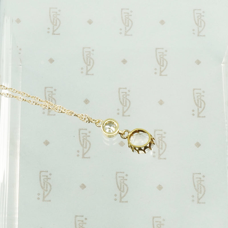 LUNA Moonstone and Diamond Pendant