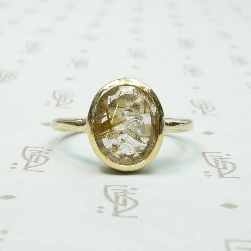 Golden Sparks Rutilated Quartz Artisan Ring