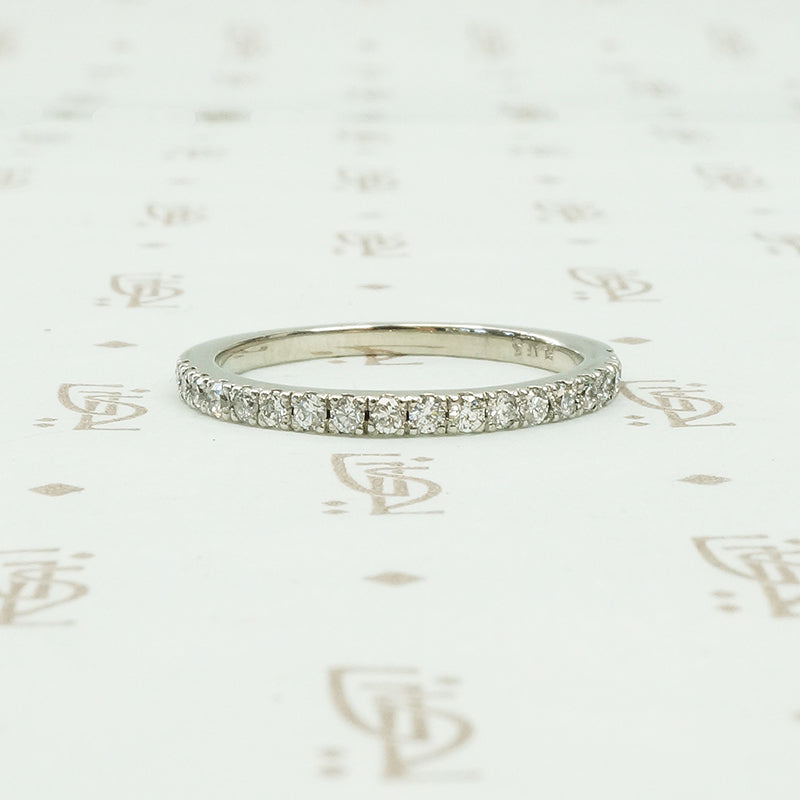 french set 1/2 hoop diamond platinum band recycled materials