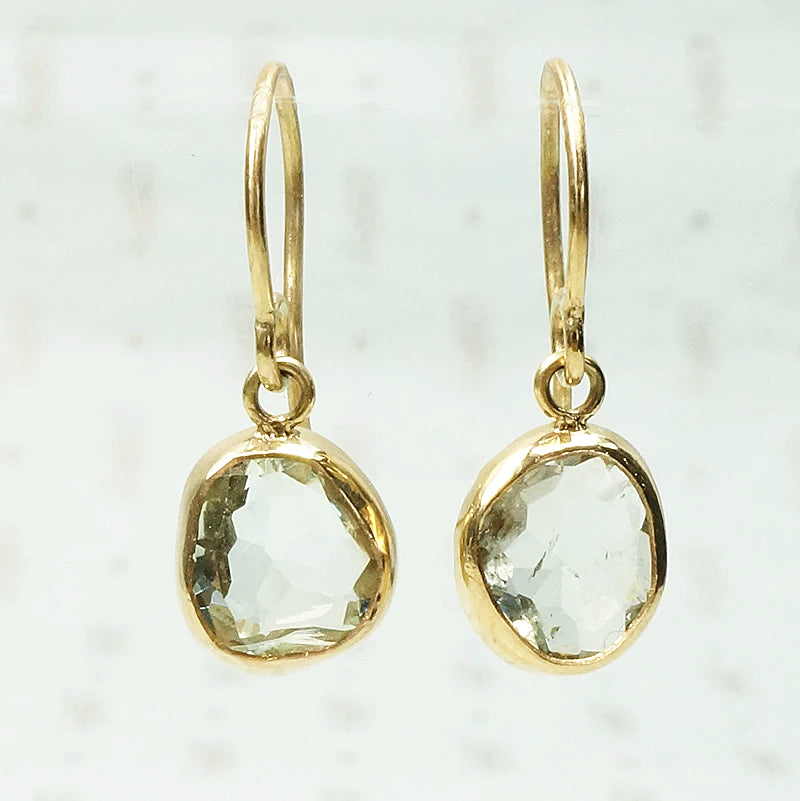 Organics Green Amethyst & Recycled Gold Earrings by 720