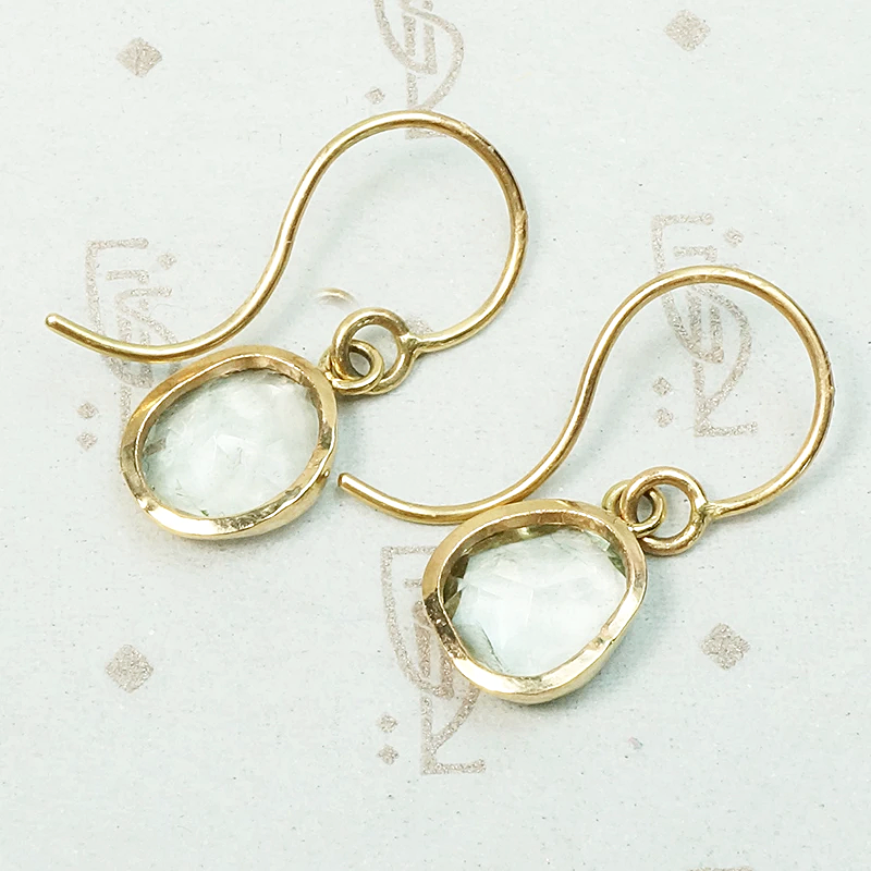 Organics Green Amethyst & Recycled Gold Earrings by 720