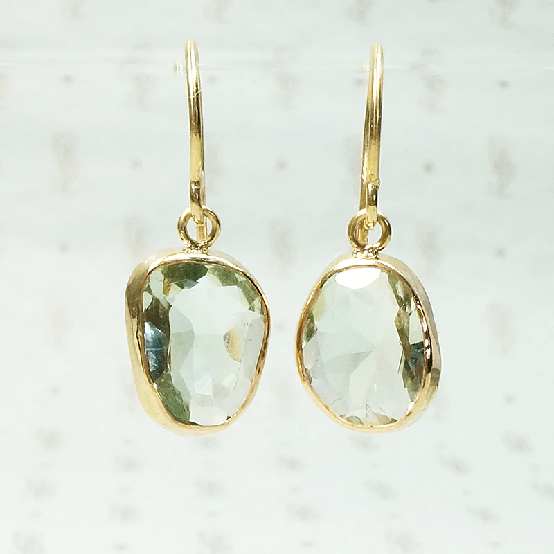 Organics Earrings Green Amethyst & Recycled Gold by 720