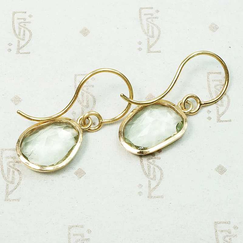 Organics Earrings Green Amethyst & Recycled Gold by 720