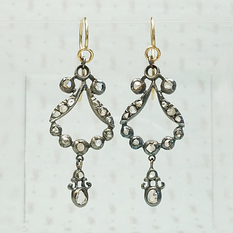 Glittering Rose Cut Diamonds in Gossamer Silver Earrings
