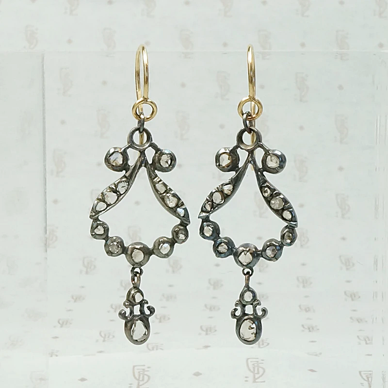 Glittering Rose Cut Diamonds in Gossamer Silver Earrings