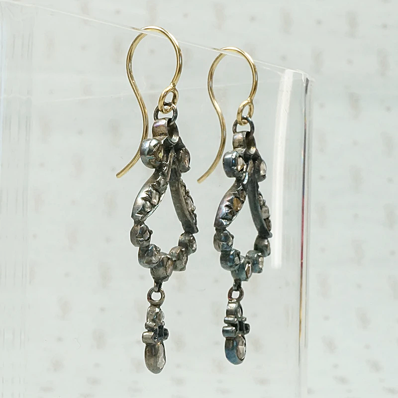 Glittering Rose Cut Diamonds in Gossamer Silver Earrings