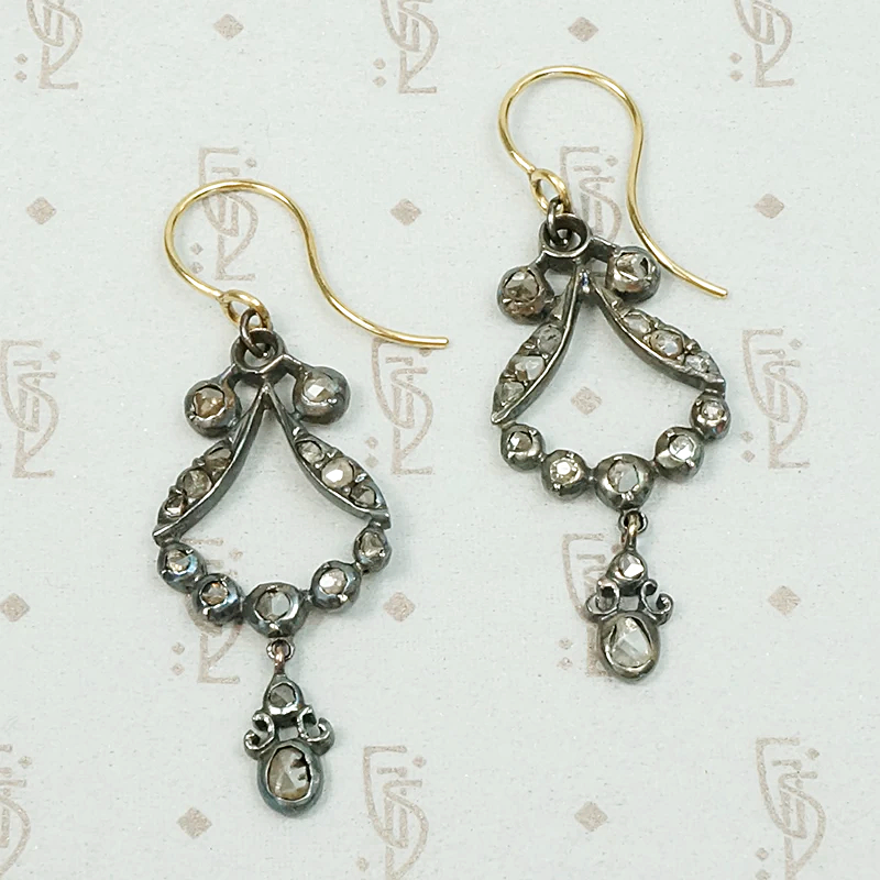 Glittering Rose Cut Diamonds in Gossamer Silver Earrings