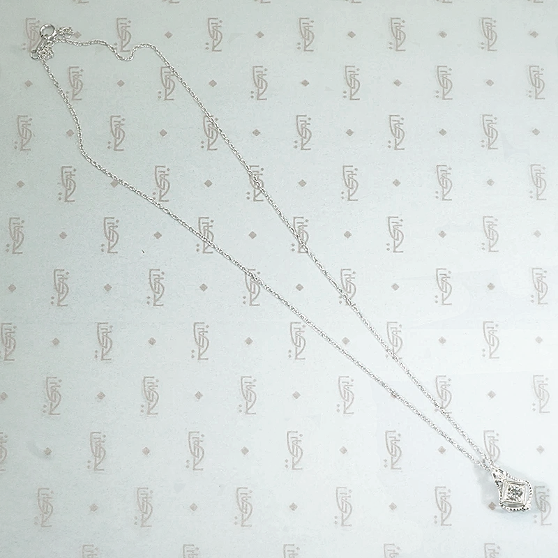 18k white gold .30ct diamond art deco pendant