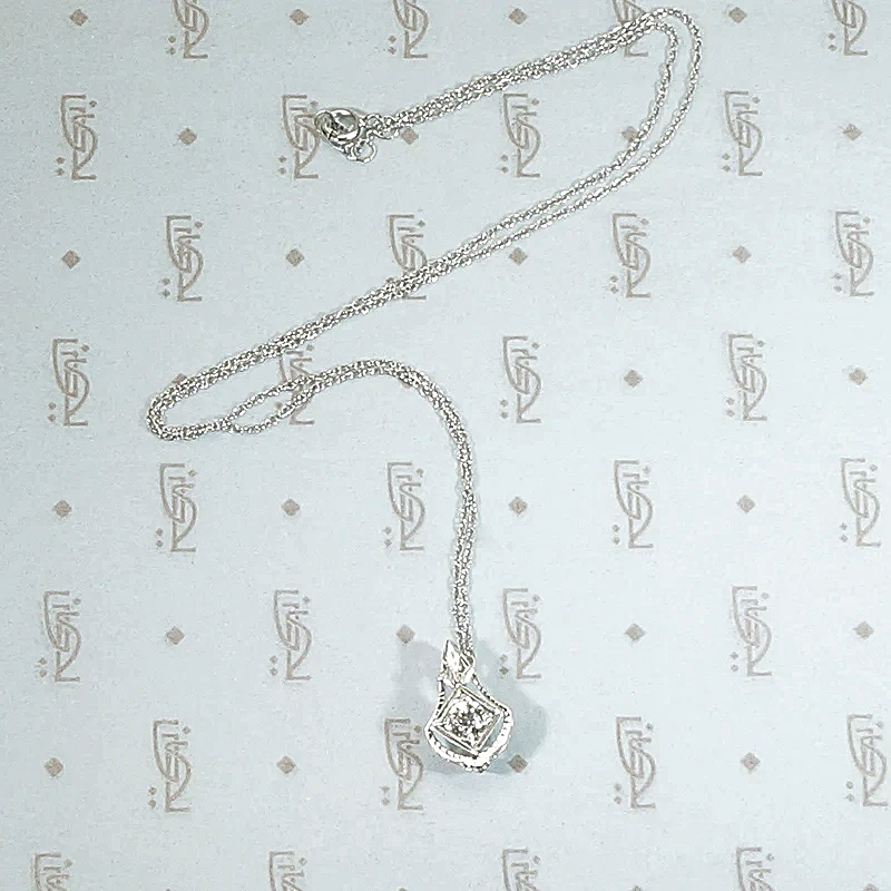 Shimmering White Gold Art Deco Diamond Pendant