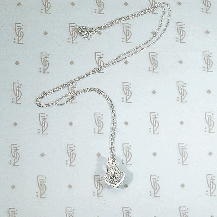 Shimmering White Gold Art Deco Diamond Pendant