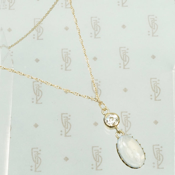 Luna Moonstone and Diamond Pendant