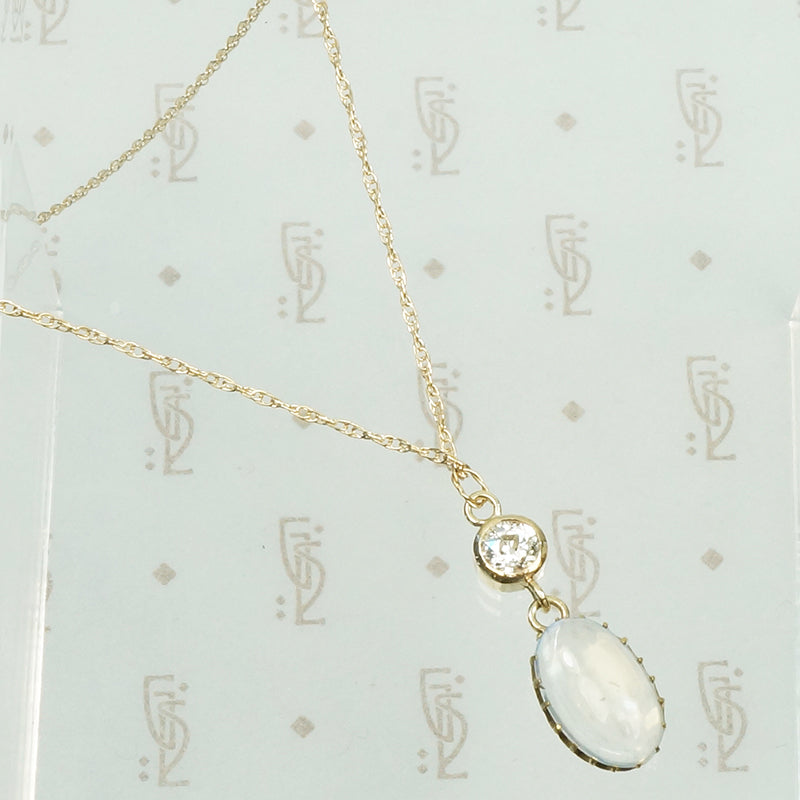 Luna Moonstone and Diamond Pendant