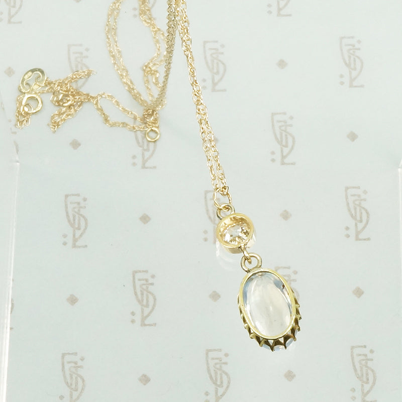 Luna Moonstone and Diamond Pendant