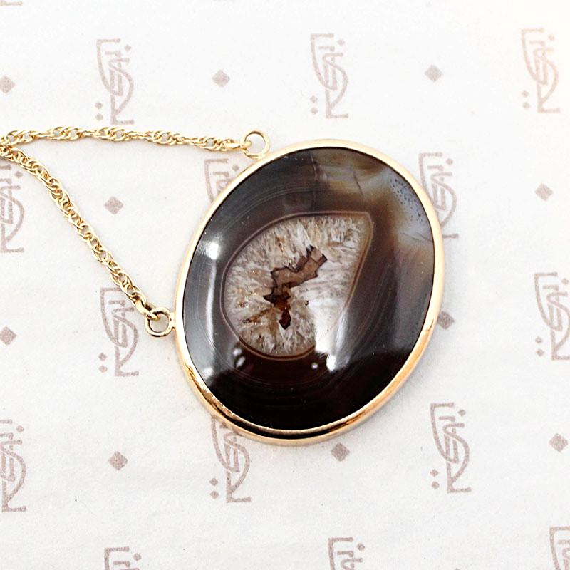 Hypnotic Georgian Agate with Crystalline Eye Necklace by 720