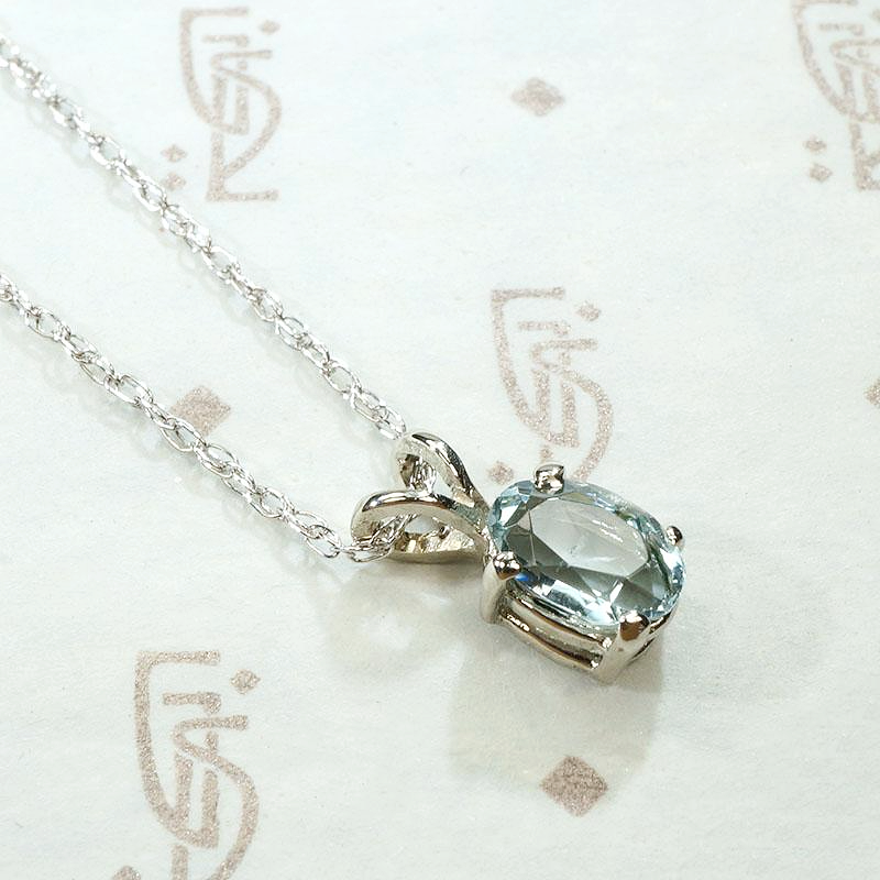 March Birthstone Aquamarine Pendant in White Gold by 720