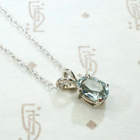 March Birthstone Aquamarine Pendant in White Gold by 720