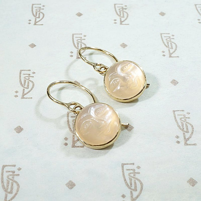 Serene Man in the Moon Moonstone Earrings by 720